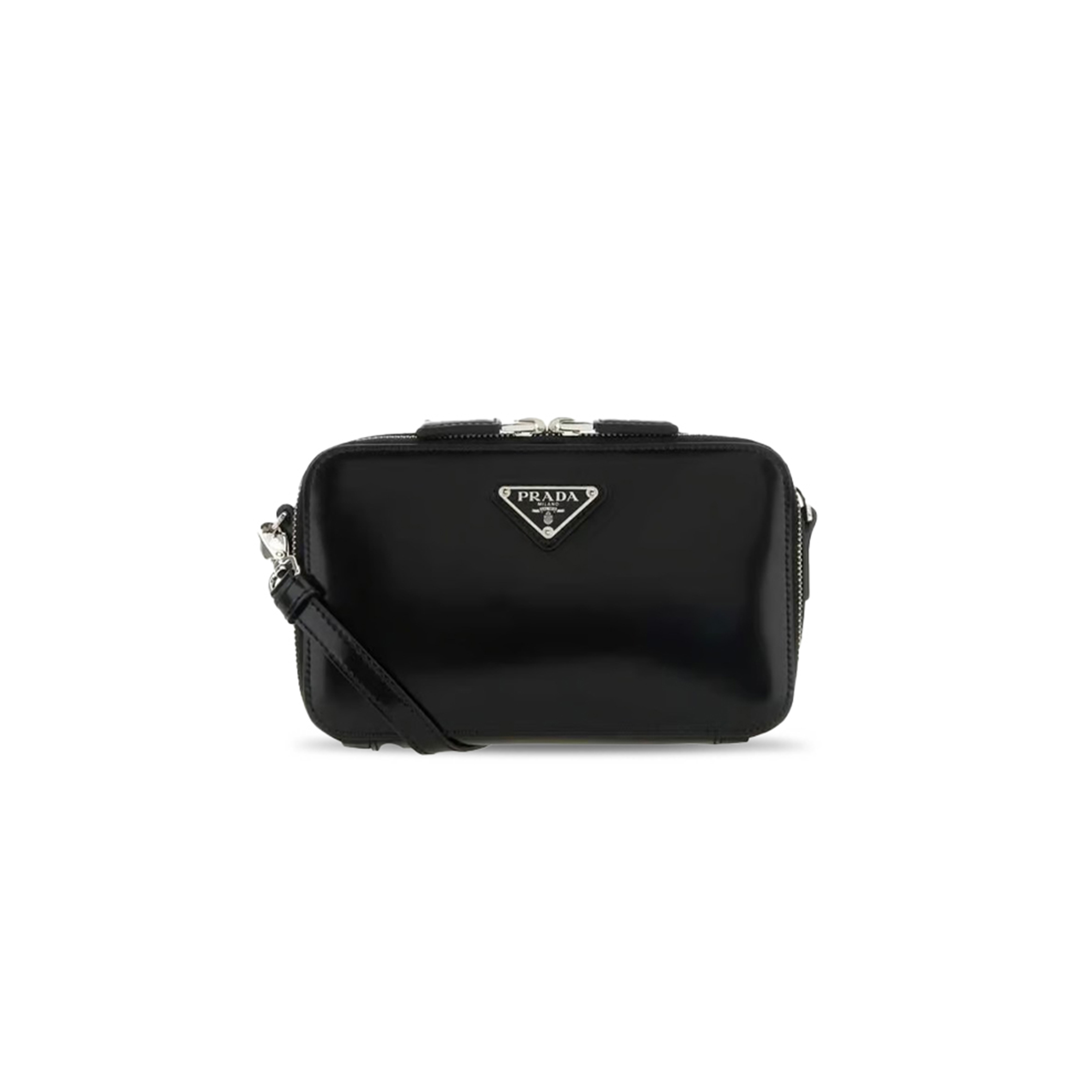 PRADA BLACK LEATHER BRIQUE CROSS BODY BAG 2VH173 (19*11.5*3.5cm) 